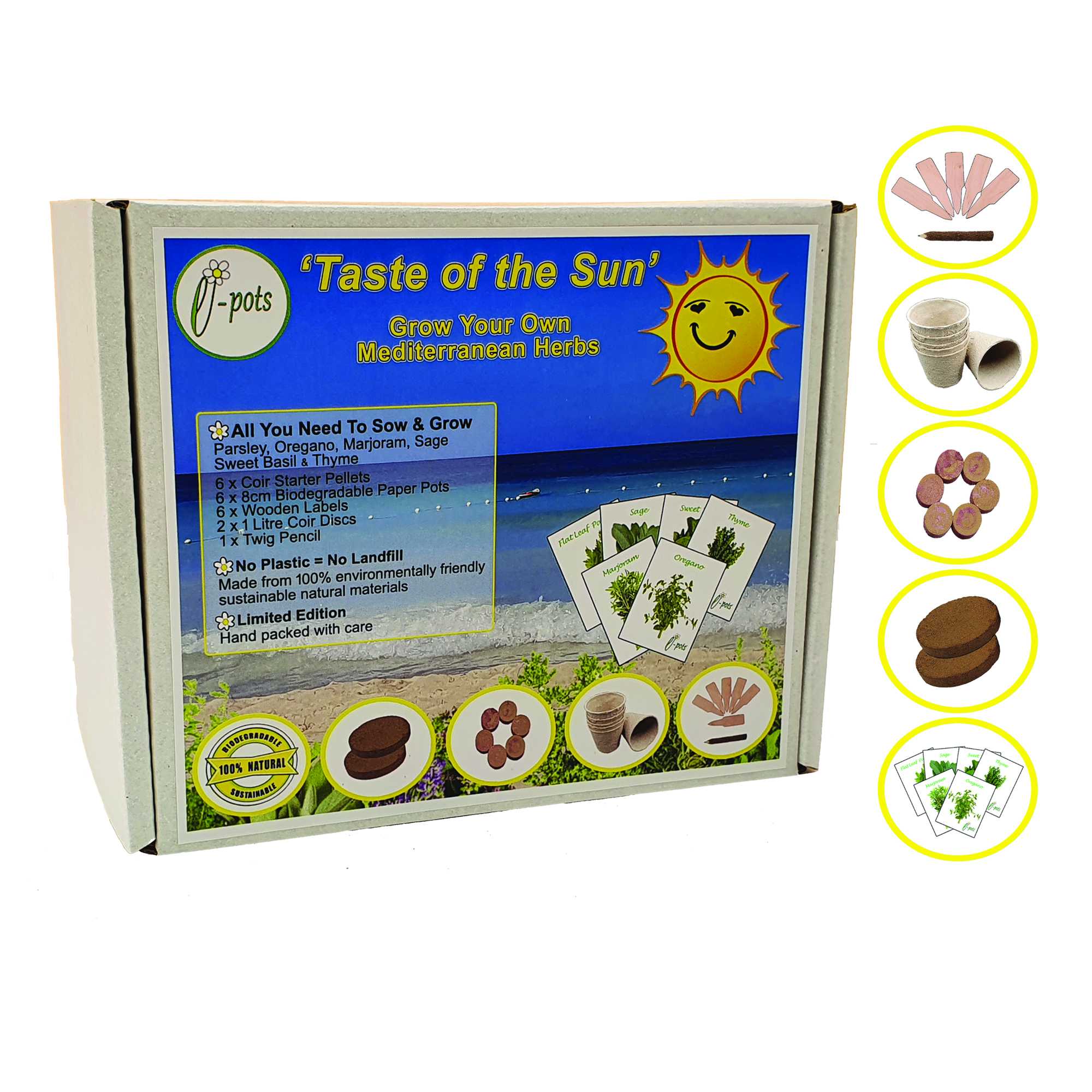 e-pots Grow Your Own Mediterranean Herbs Taste of the Sun Eco Gift Set