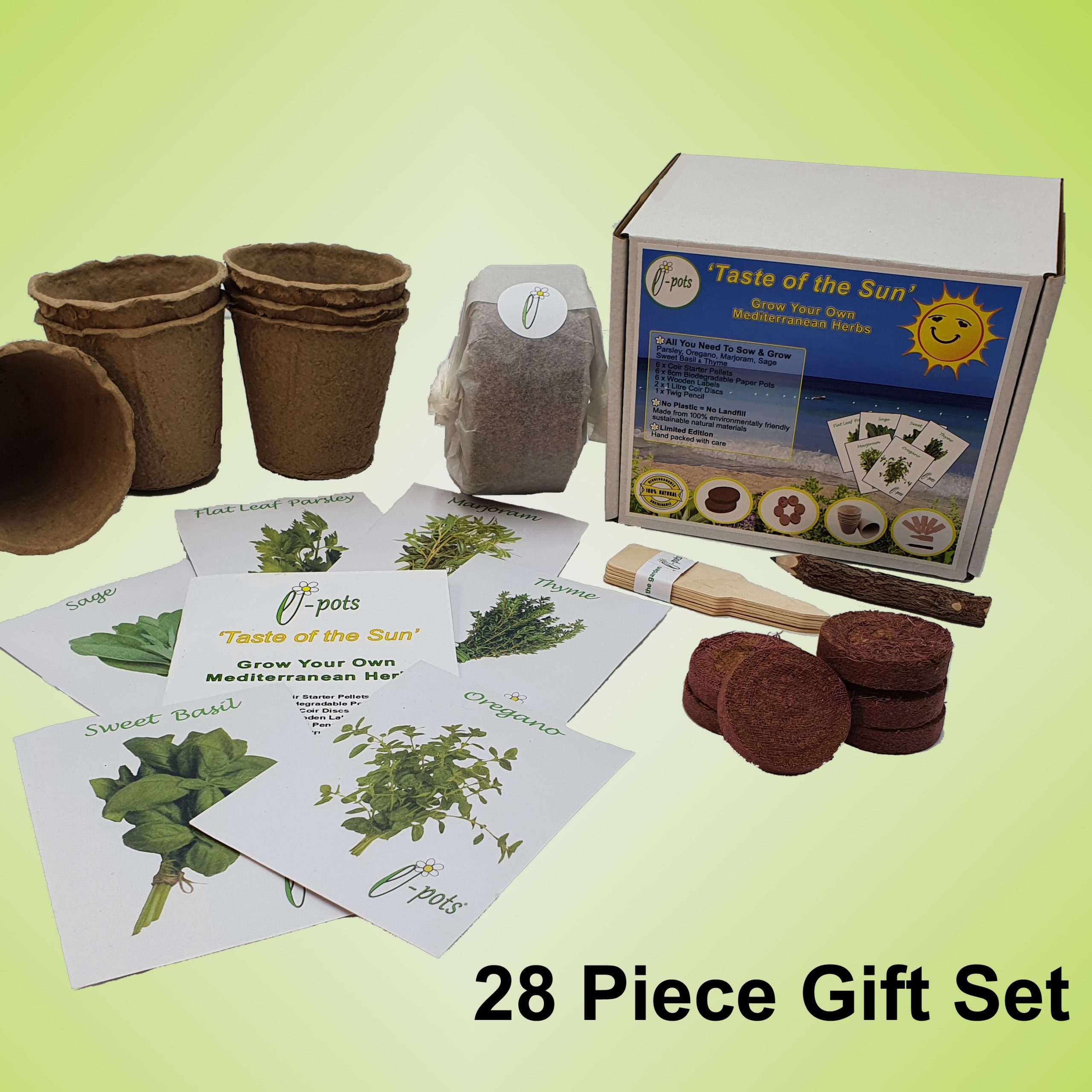grow your own herbs kit laid out